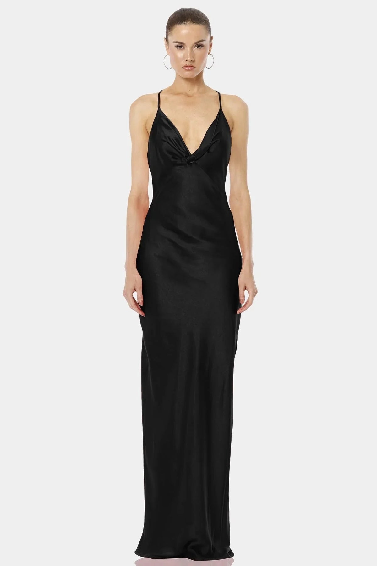 Aura Black Magic Long Cowl Neck Dress