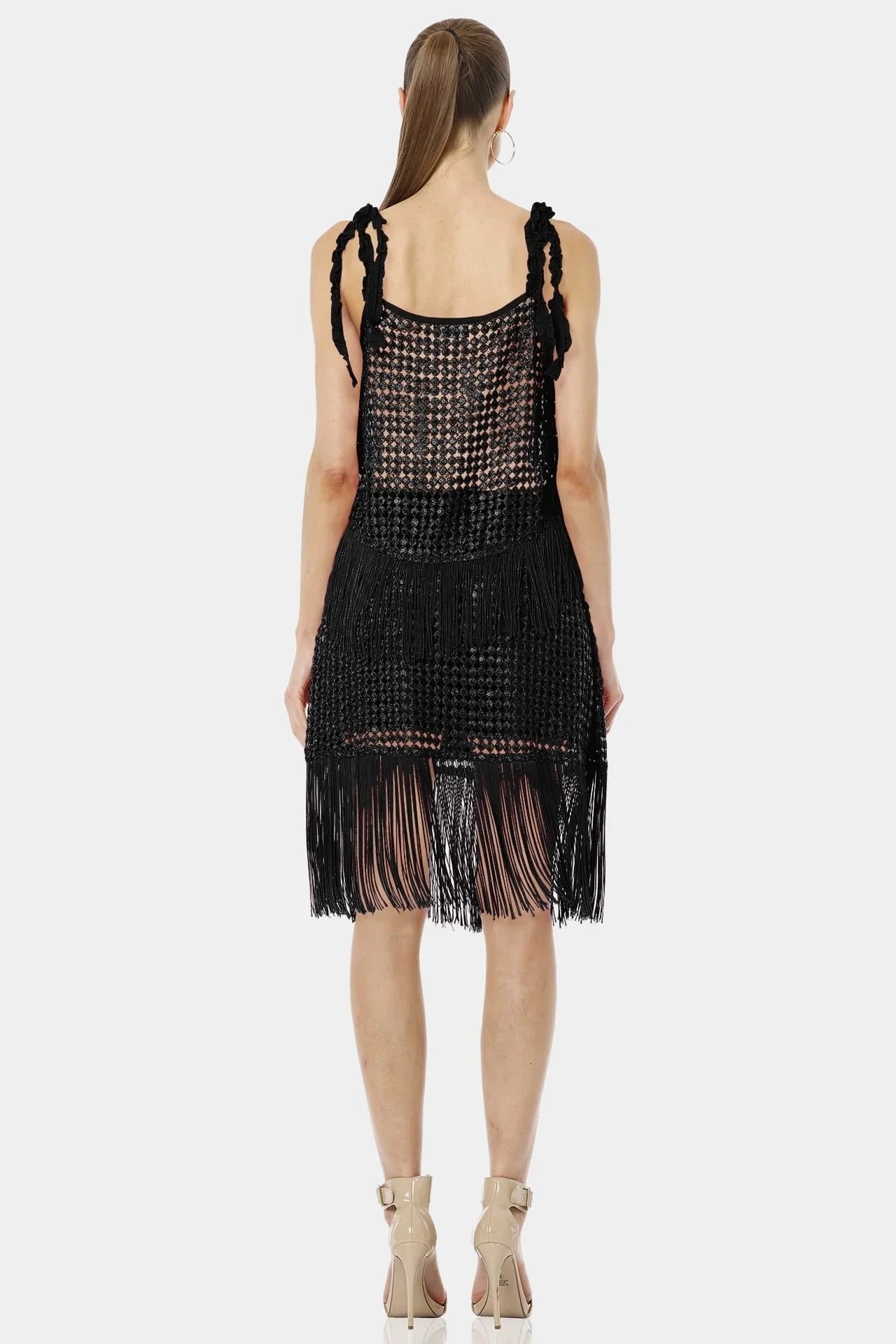 Black Dress With Fringe Embellishments