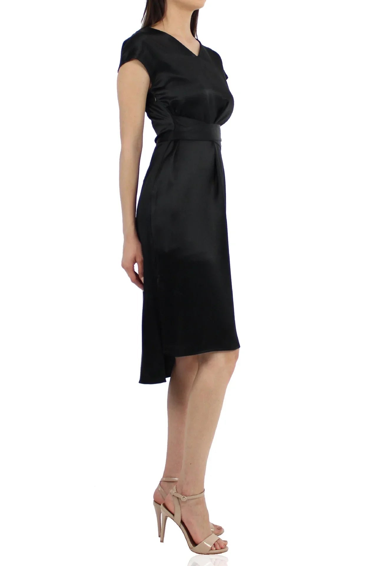 Belted Midi Dress In Black