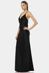 Aura Black Magic Long Cowl Neck Dress