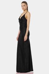 Aura Black Magic Long Cowl Neck Dress