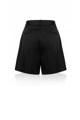 Black Tailored Pleated Bermuda Shorts
