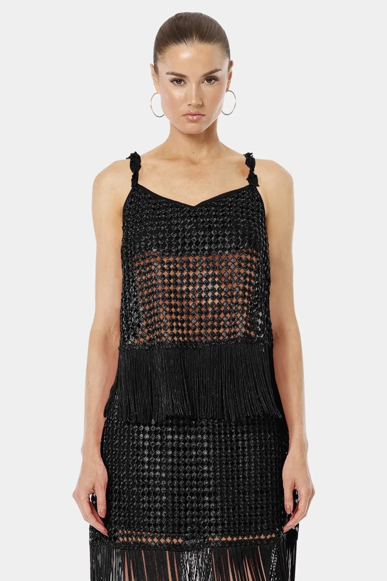 Black Dress With Fringe Embellishments