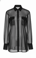 Black Sheer Organza Button-Down Shirt