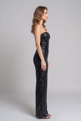 Black Strapless Sequin Jumpsuit for Women – Luxury Evening Wear