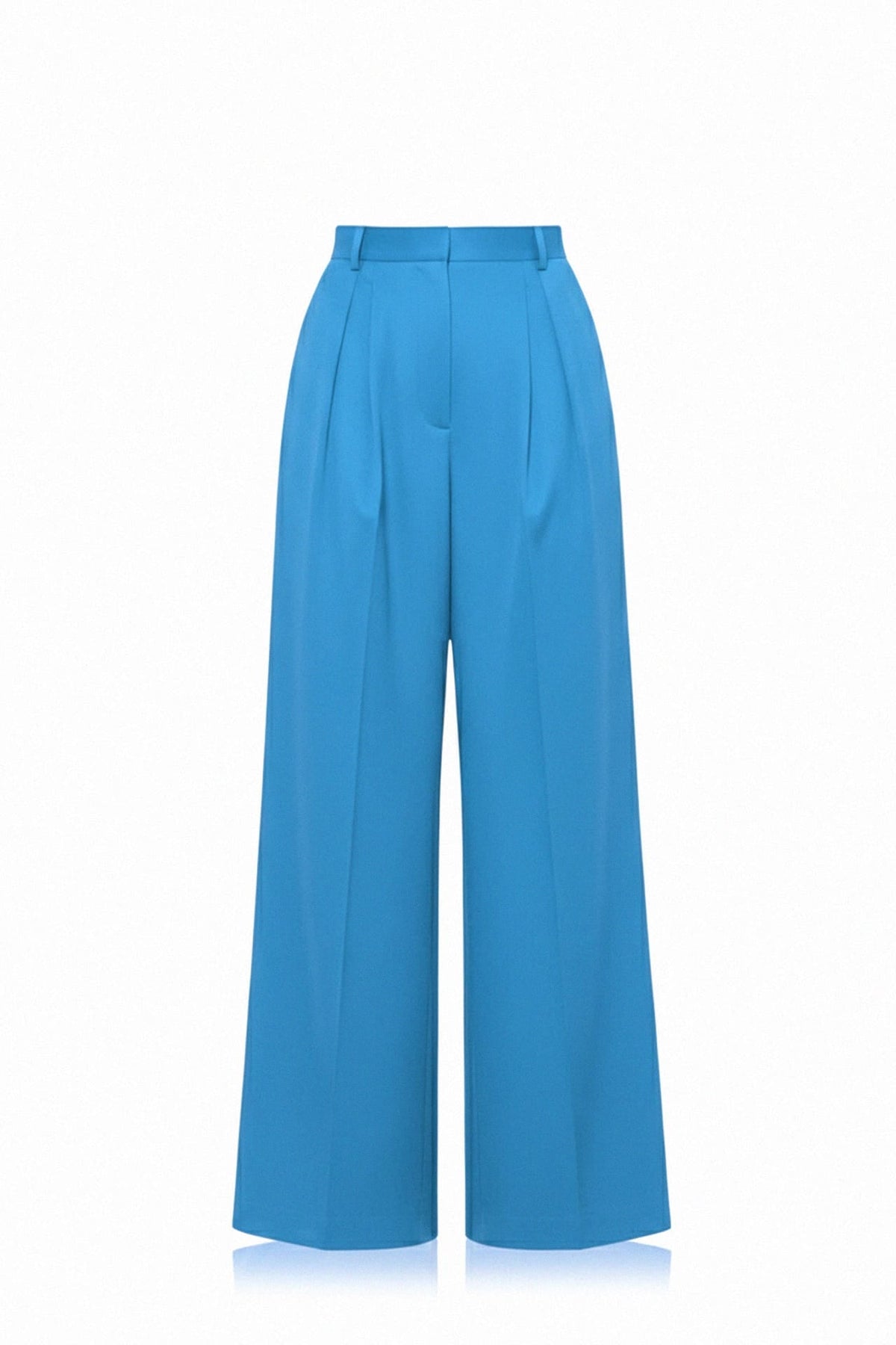 Blue High Waisted Wide Leg Pants for Luxury Beach Outfit & Resort Cocktail Styling