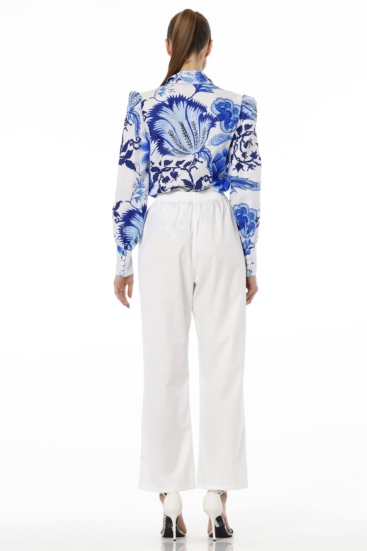 Blue Button Up Shirt For Women With Collar Neck