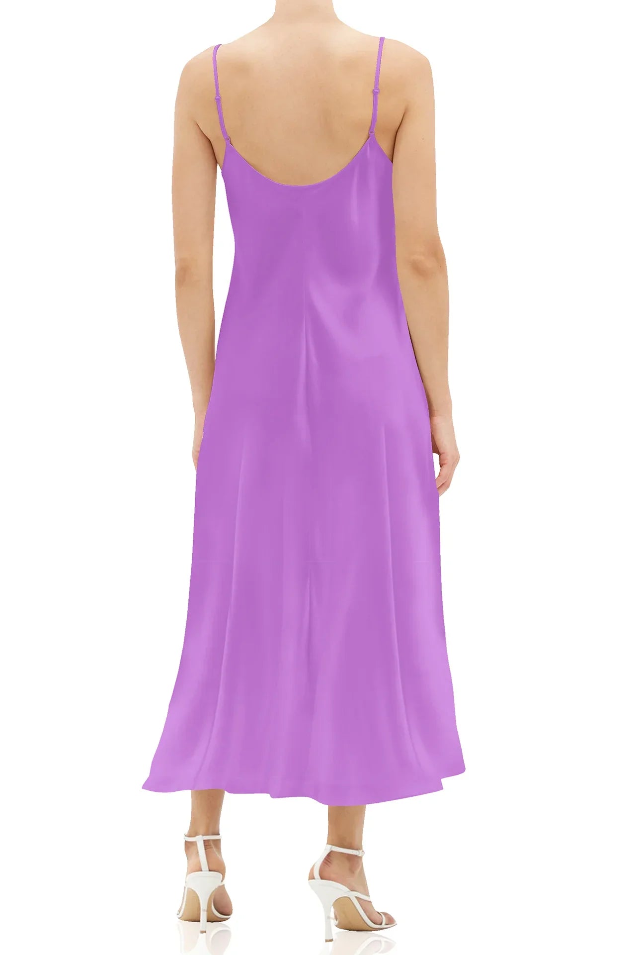African Violet Made with Cupro Silk Midi Slip Dress