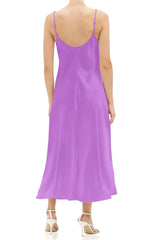 African Violet Made with Cupro Silk Midi Slip Dress