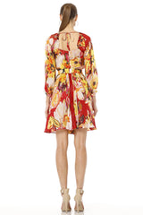 Aeneas Dress with Long Puff Sleeves & Sexy Cut Out Dress
