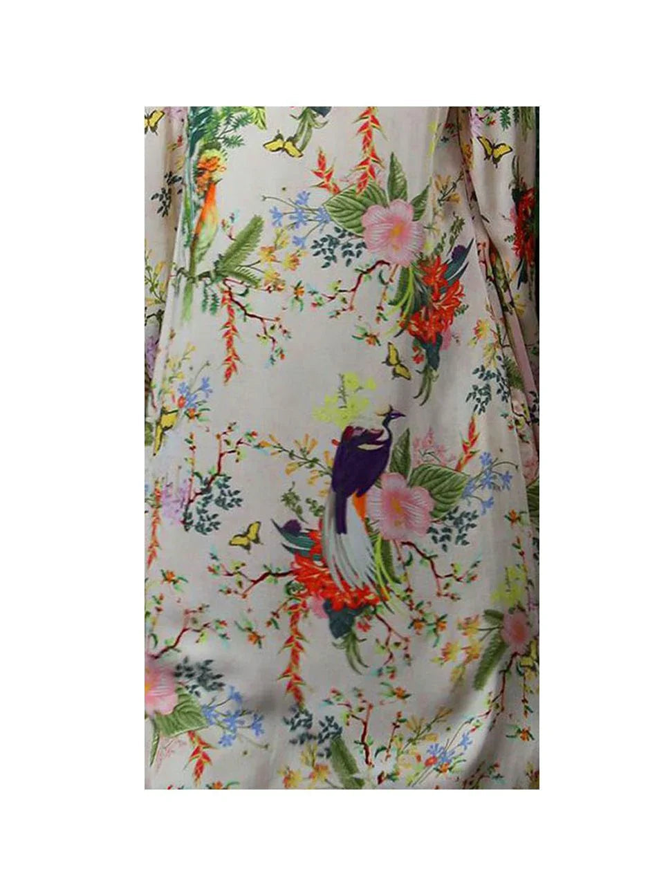Bird Print Bias Mini Skirt