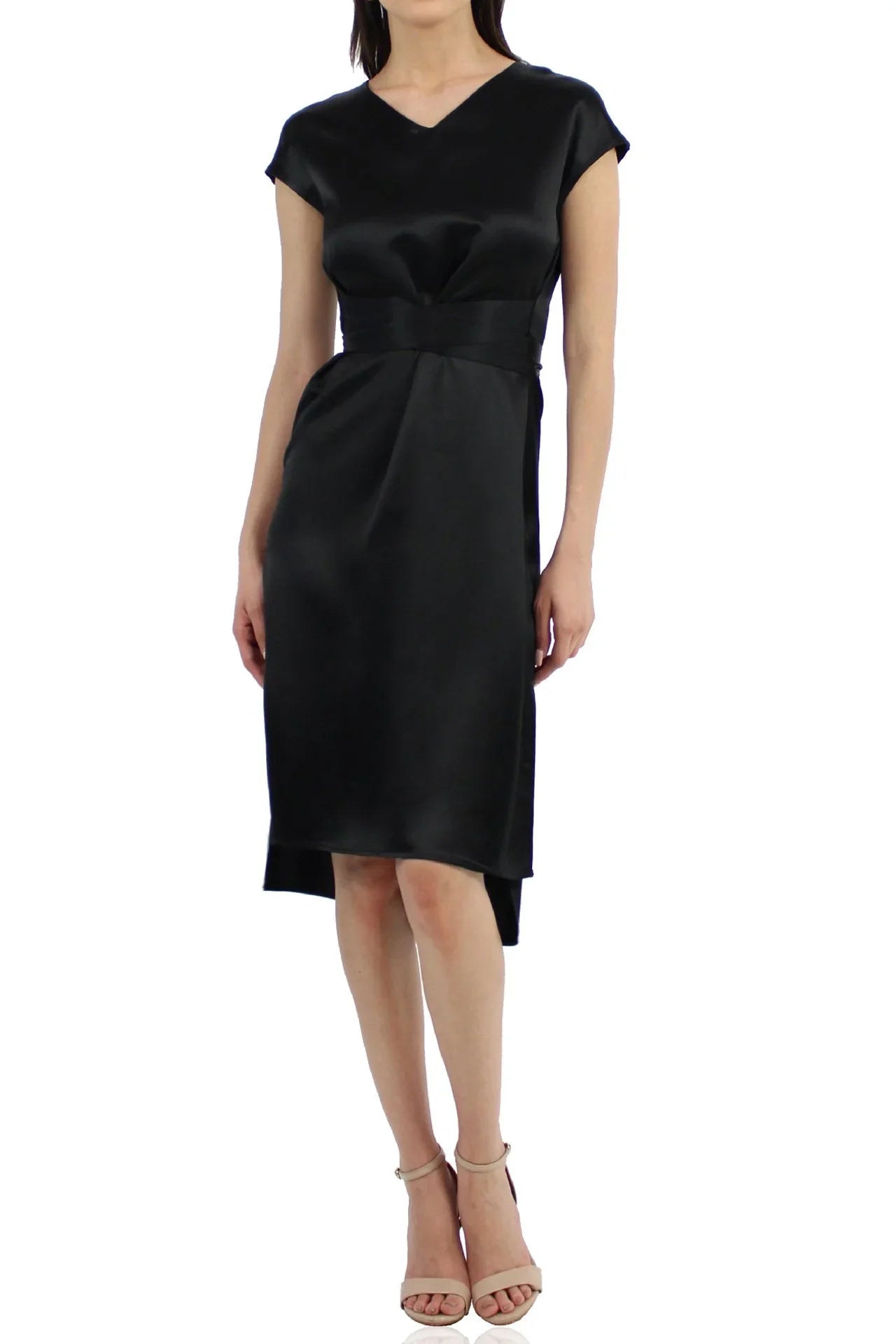 Belted Midi Dress In Black
