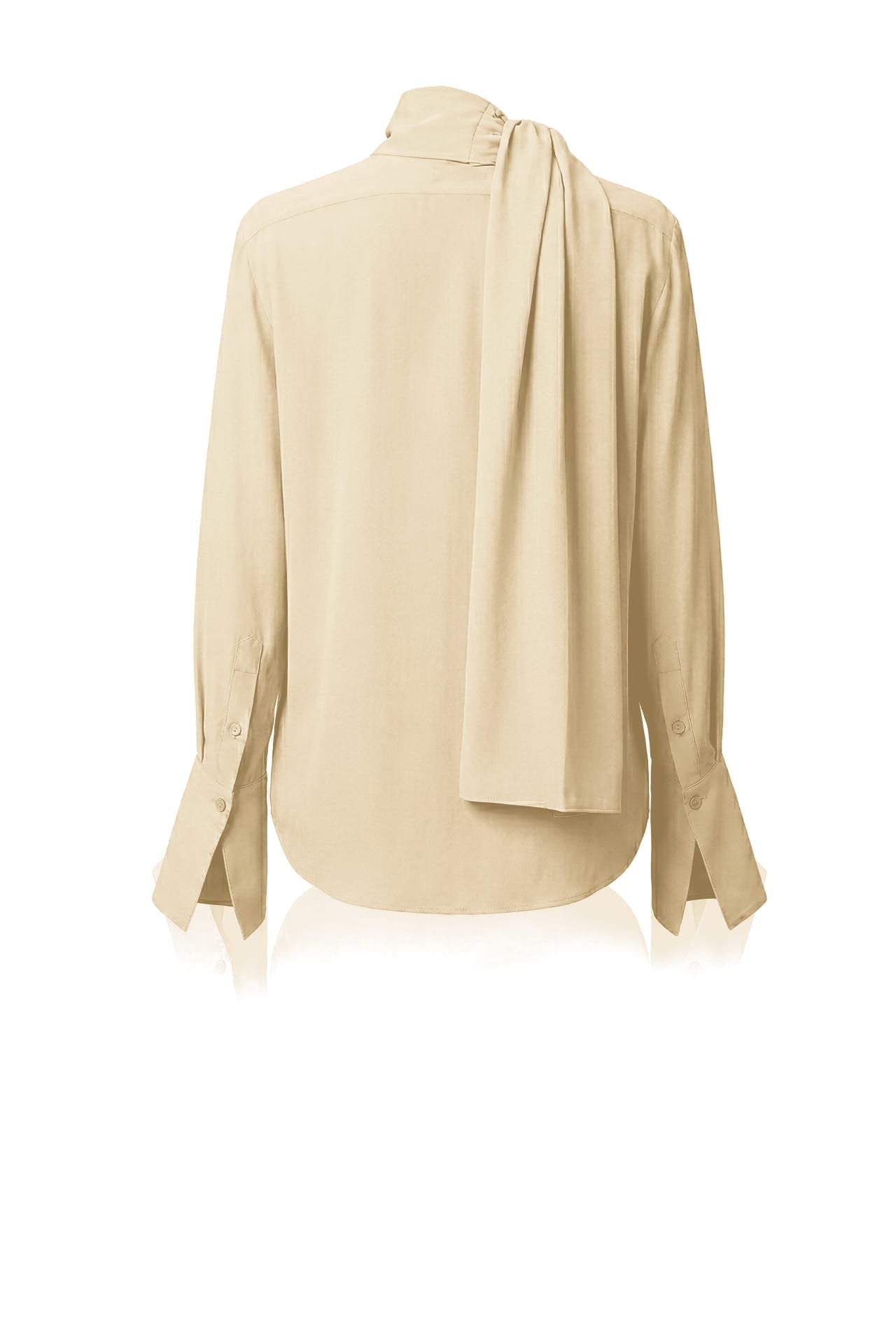 Beige Scarf-Tie Silk Blouse