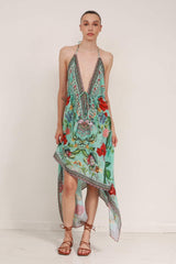 Aqua Printed Maxi Dress