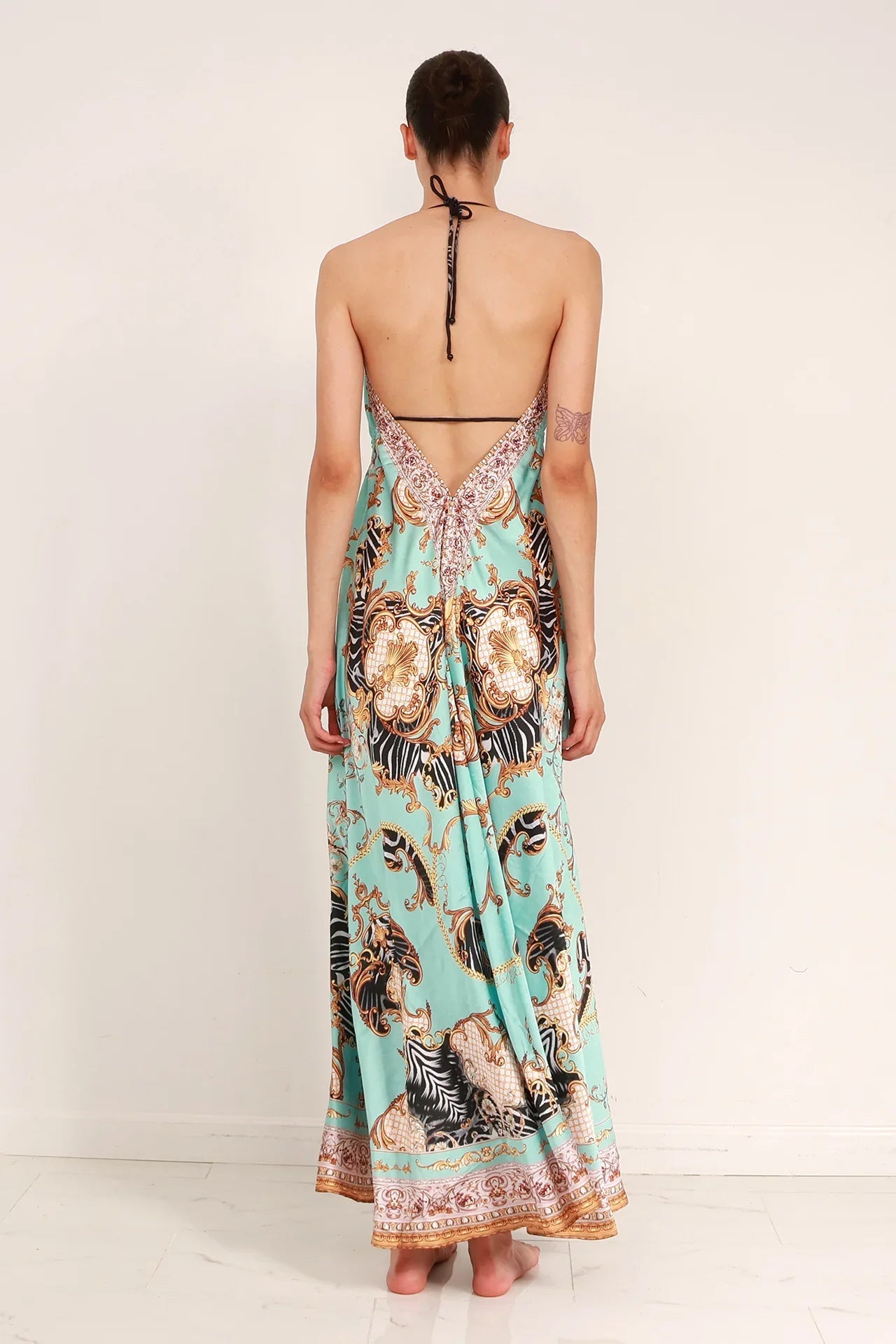 Aqua Printed Maxi Dress