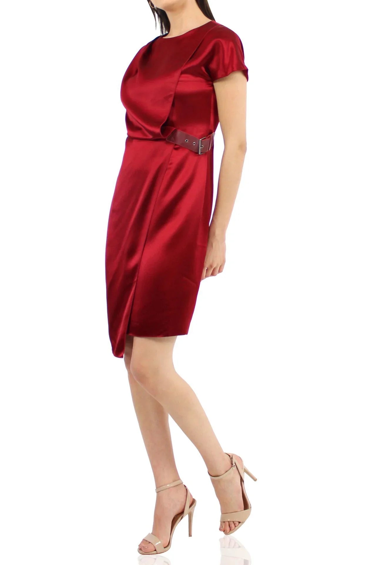 Belted Mini Dress In Red
