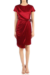 Belted Mini Dress In Red