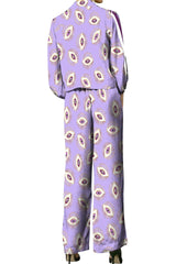 Biodegradable Fabrics Matching Suit Set in Digital Lavender Evil Eye Print