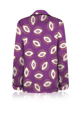 Biodegradable Fabrics Organic Silk Long Sleeve Shirt in Evil Eye Print
