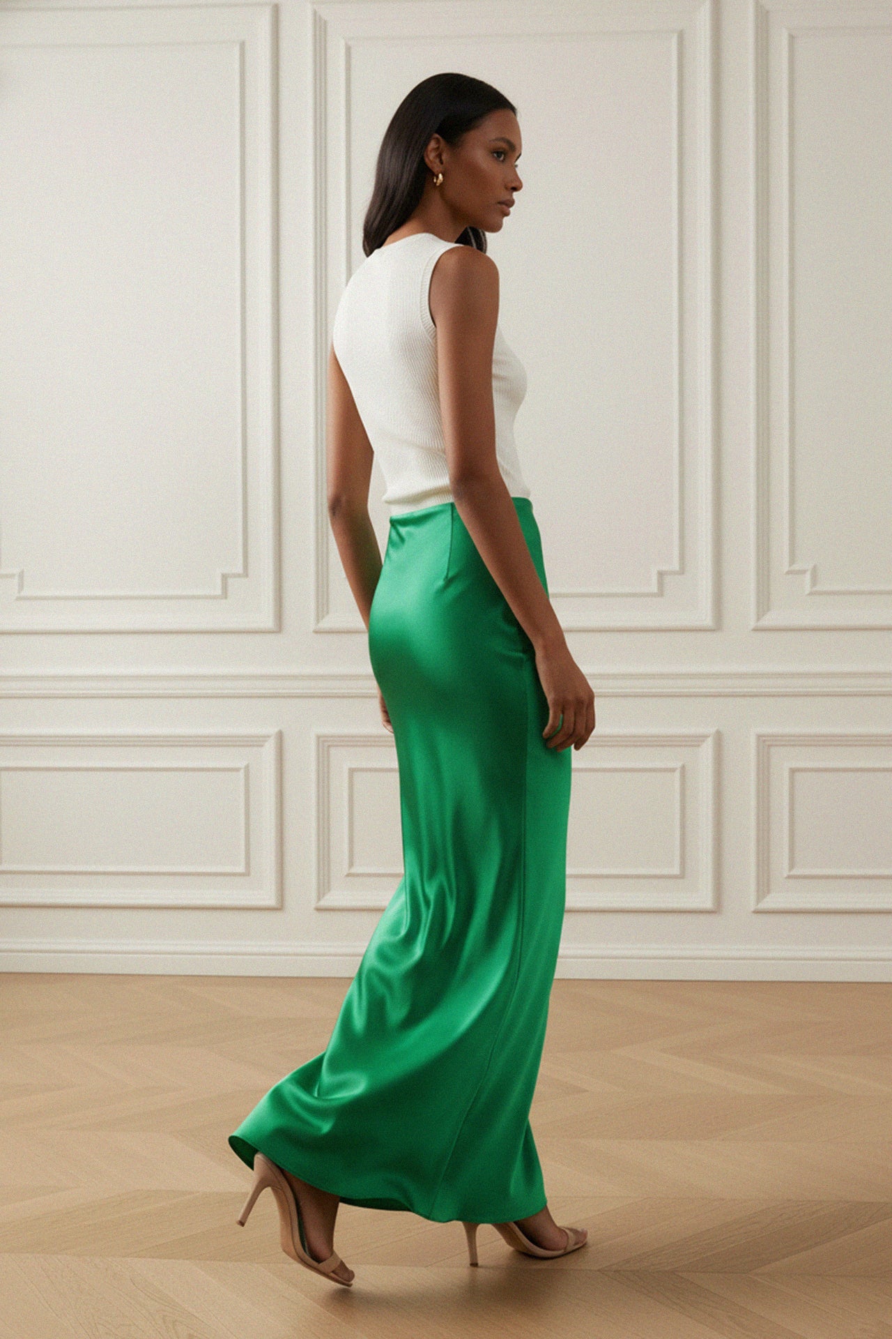 Antonia Green Silk Skirt