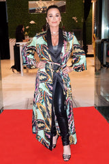 As Seen on Kyle Richards at Store Opening Leaf Print Robe Dress
