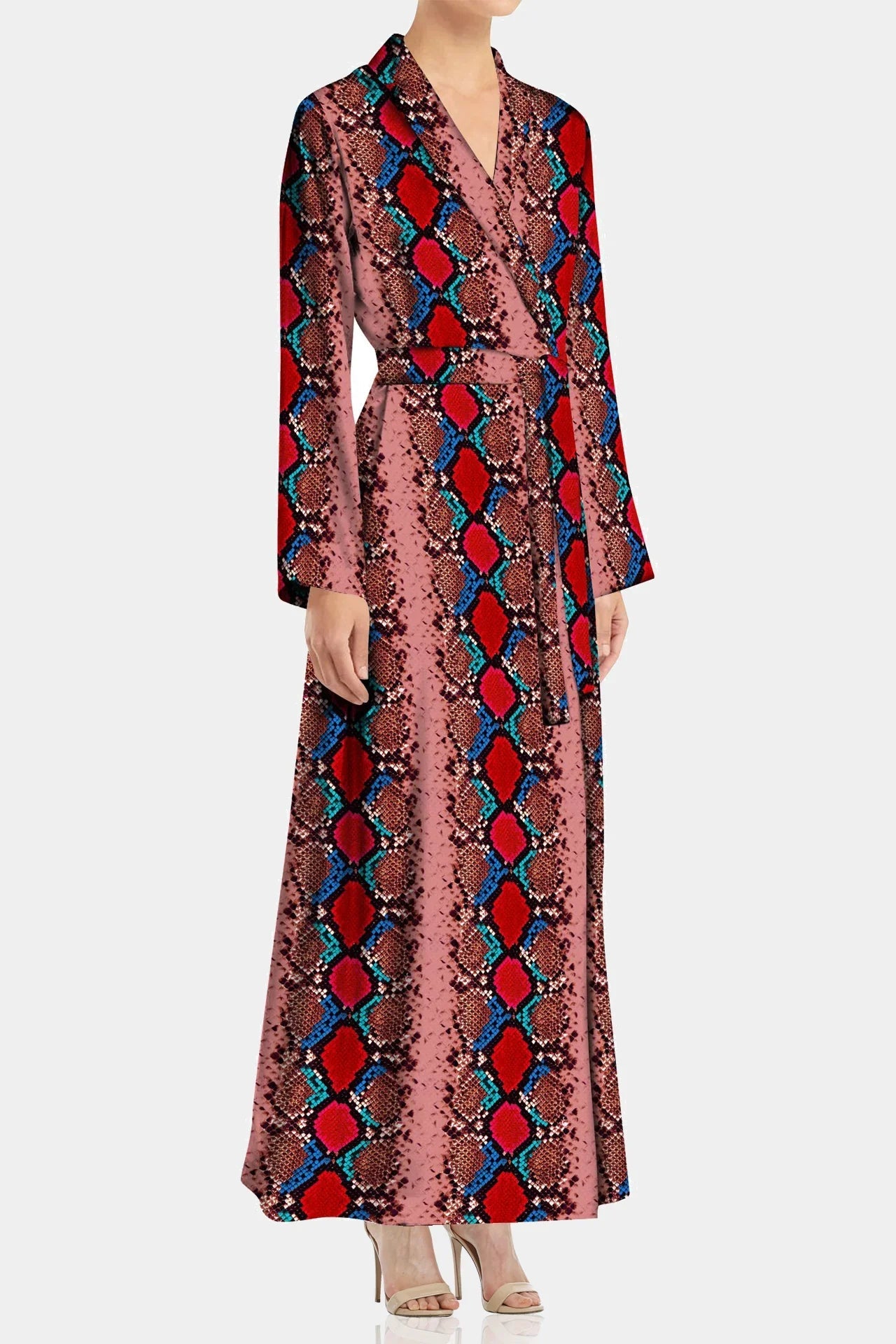 Blood Stone Long Wrap Dress Made With Cupro