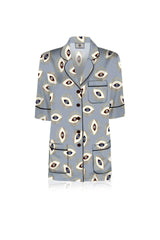 Biodegradable Fabrics Vegan Silk Half Sleeve Pajama Set in Evil Eye Grey