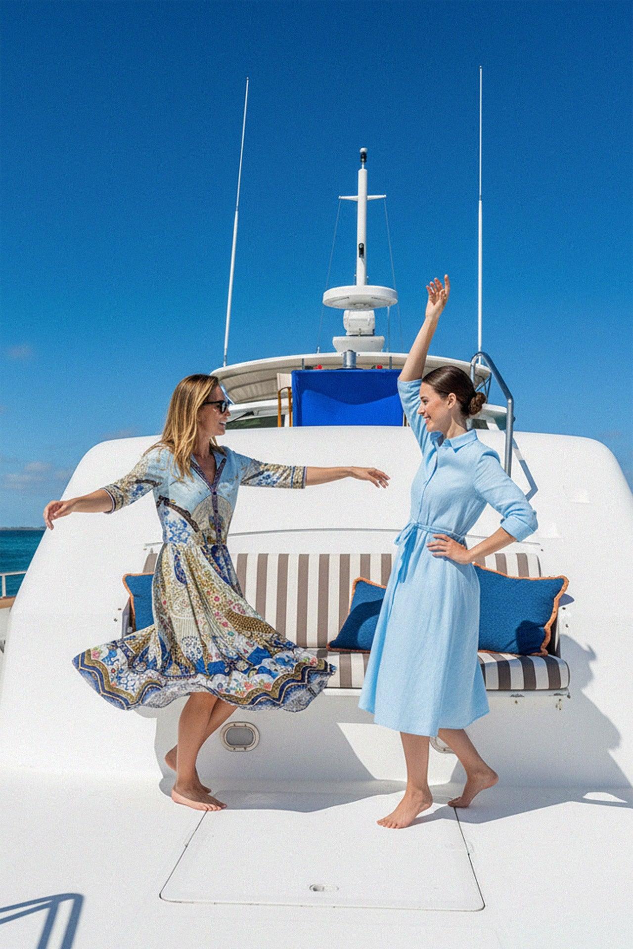 Blue Shirt Dress Midi Length