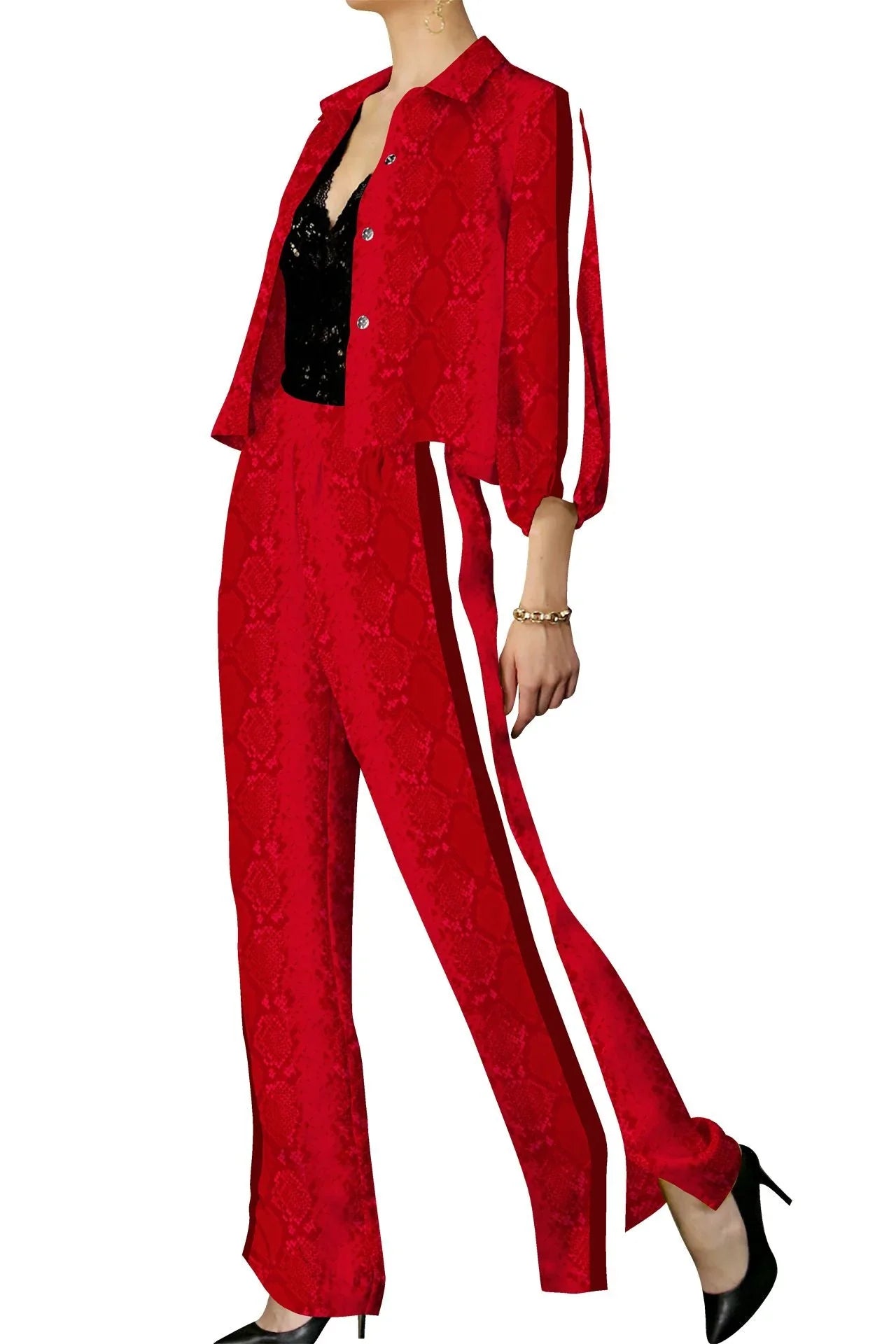 Biodegradable Fabrics Matching Suit Set in Blood Stone