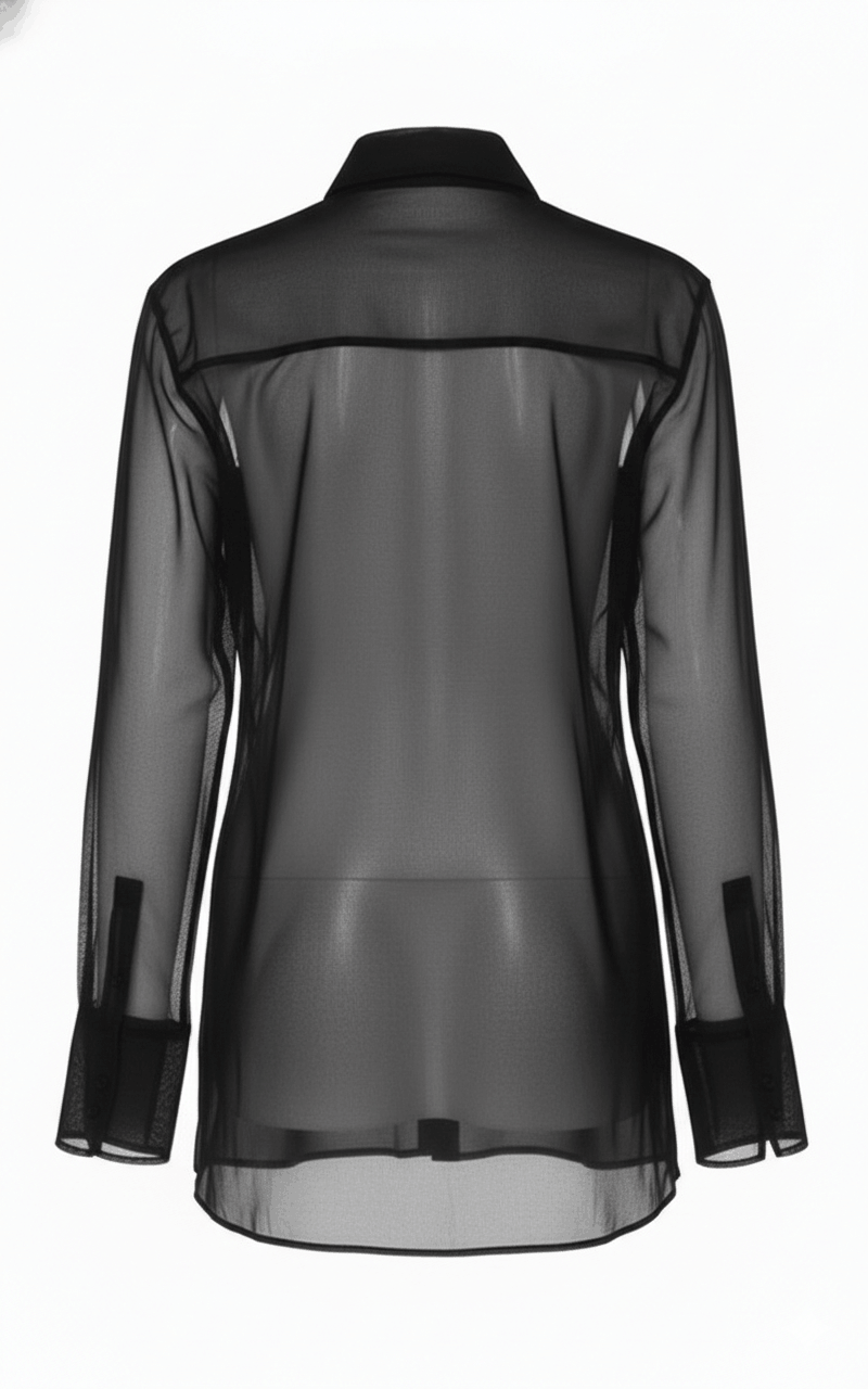 Black Sheer Organza Button-Down Shirt
