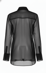 Black Sheer Organza Button-Down Shirt