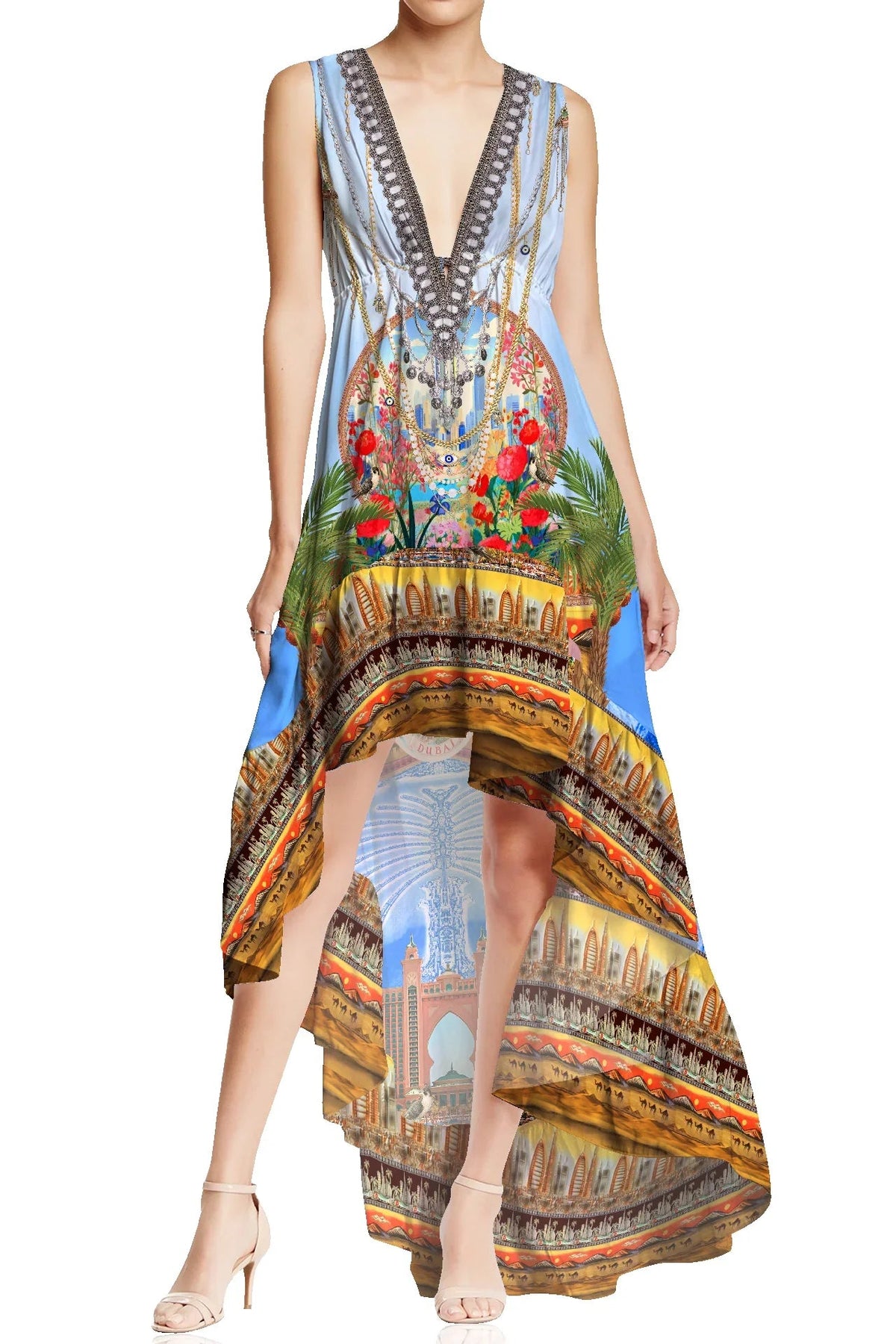 Blue High Low Summer Dress