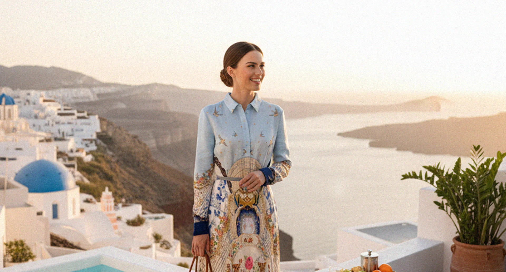 Blue Long Sleeve Midi Shirt Dress