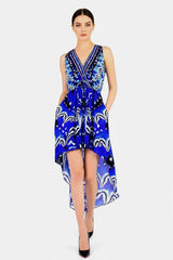 Annabella Butterfly-Print Handkerchief Kieran V-neck Hi-Low dress