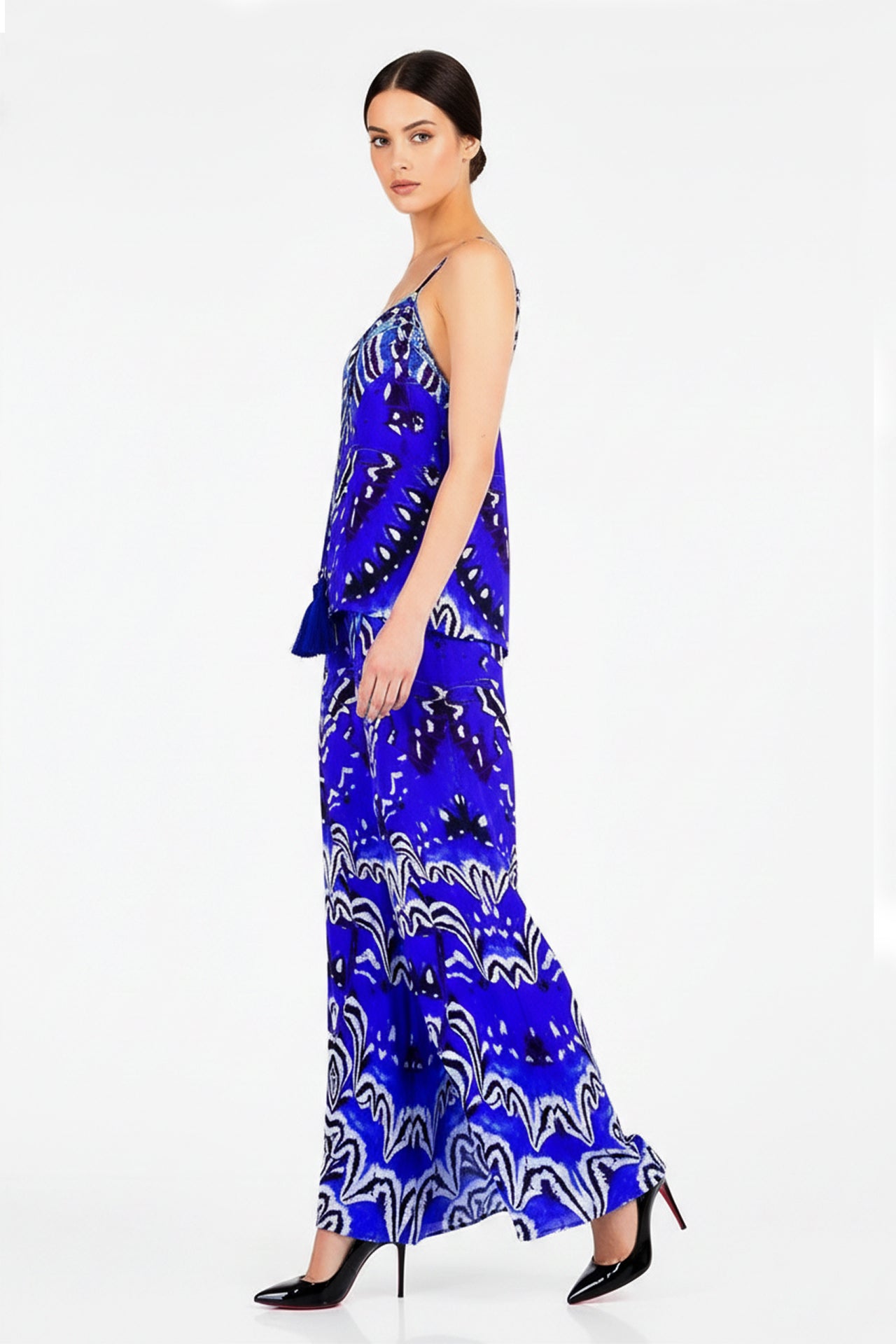 Annabella Butterfly-Print Wide Leg Pants