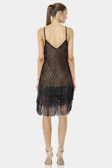 Black Dress With Fringed Hemline