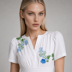 Blue and White Floral Resort Maxi Dress