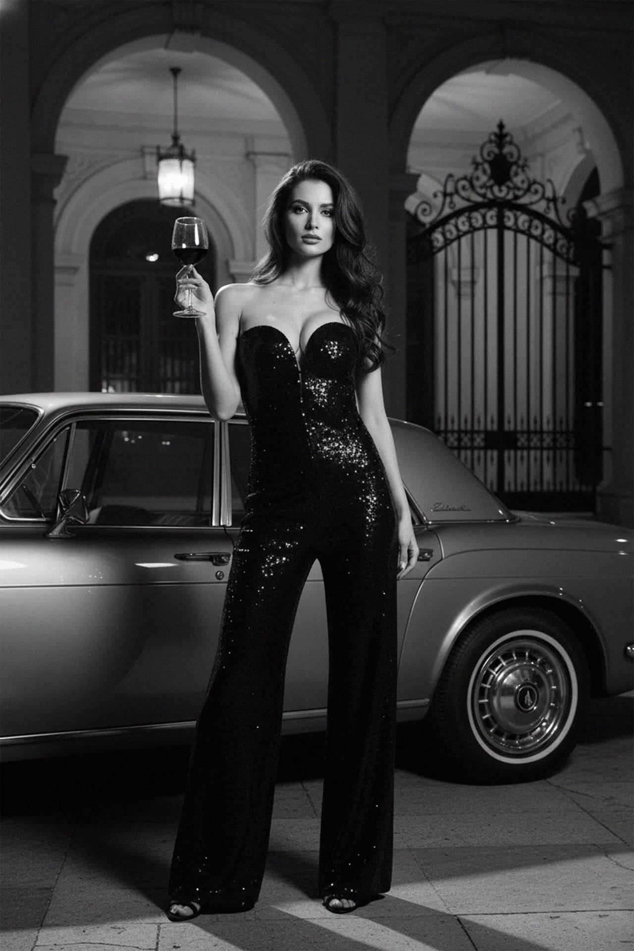 Black Strapless Sequin Jumpsuit for Women – Luxury Evening Wear