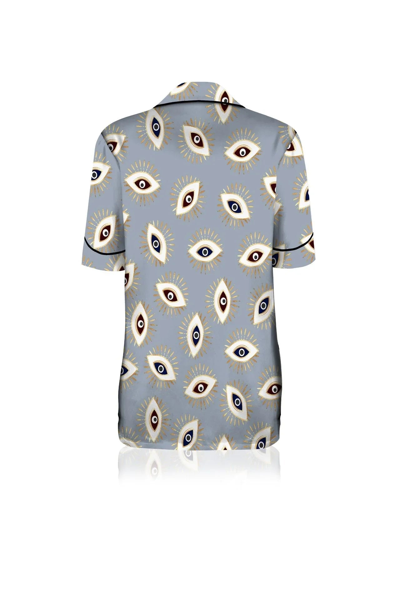 Biodegradable Fabrics Vegan Silk Half Sleeve Pajama Set in Evil Eye Grey