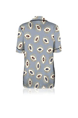 Biodegradable Fabrics Vegan Silk Half Sleeve Pajama Set in Evil Eye Grey