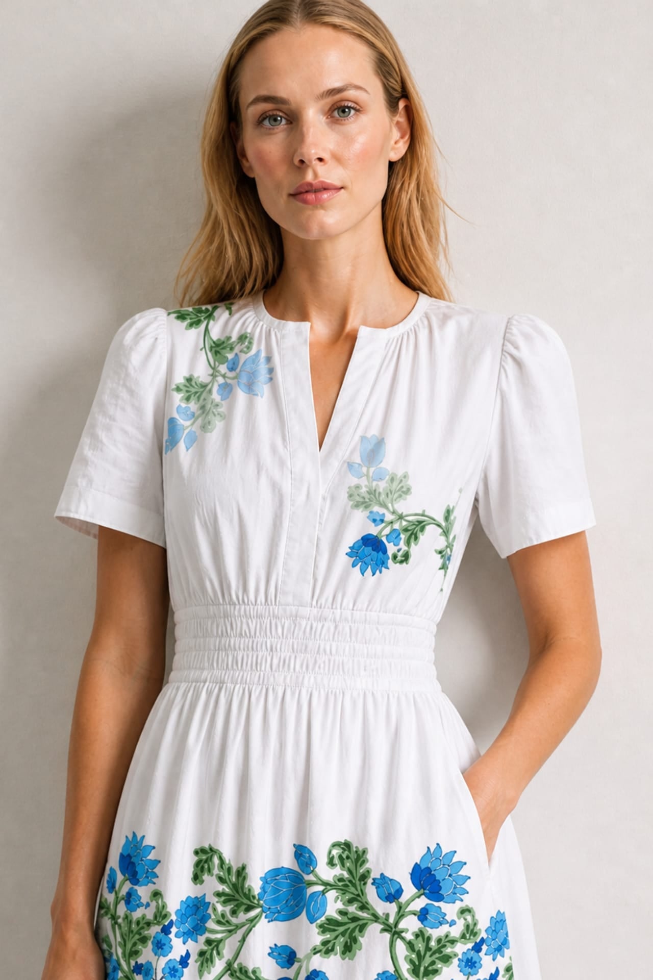 Blue and White Floral Resort Maxi Dress