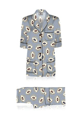 Biodegradable Fabrics Vegan Silk Half Sleeve Pajama Set in Evil Eye Grey