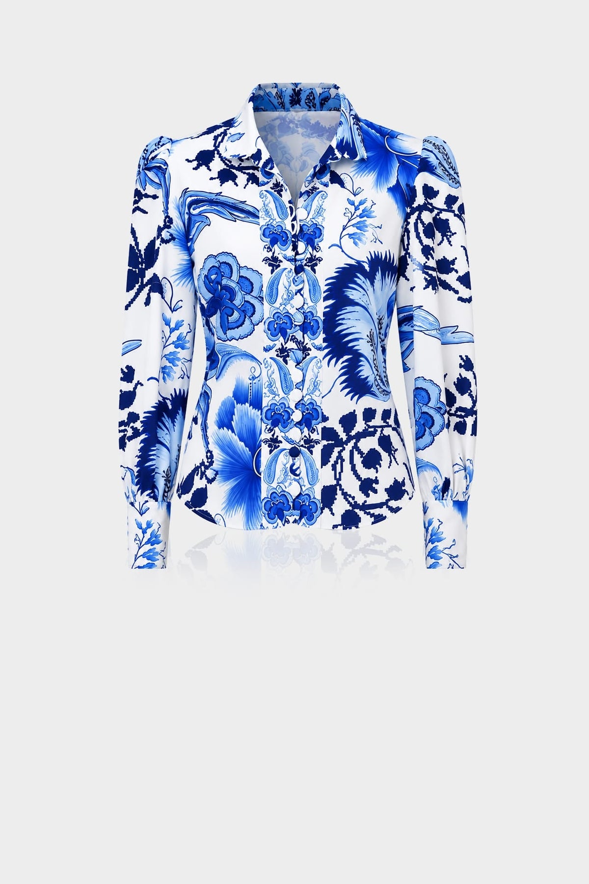 Blue Button Up Shirt For Women With Collar Neck