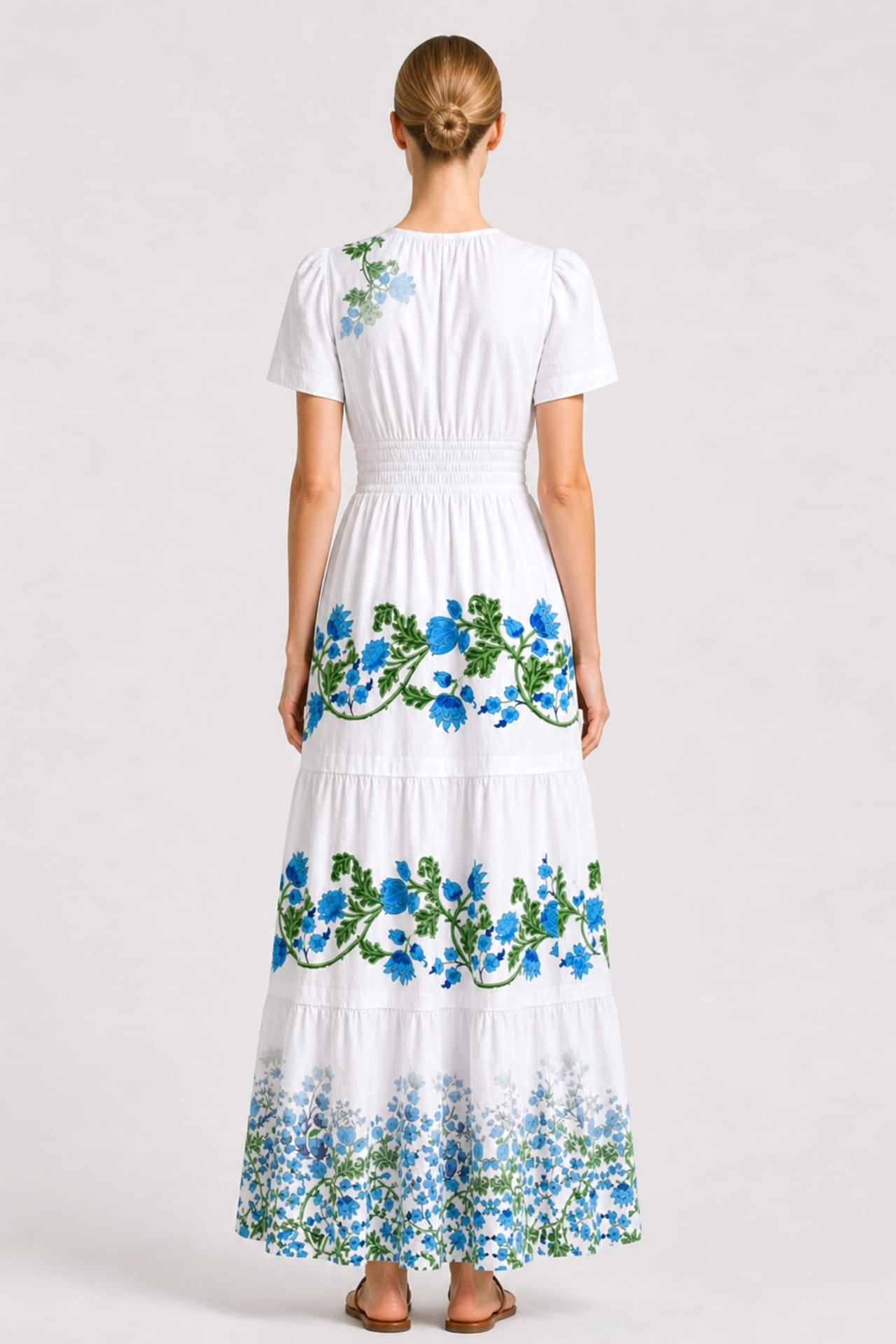 Blue and White Floral Resort Maxi Dress