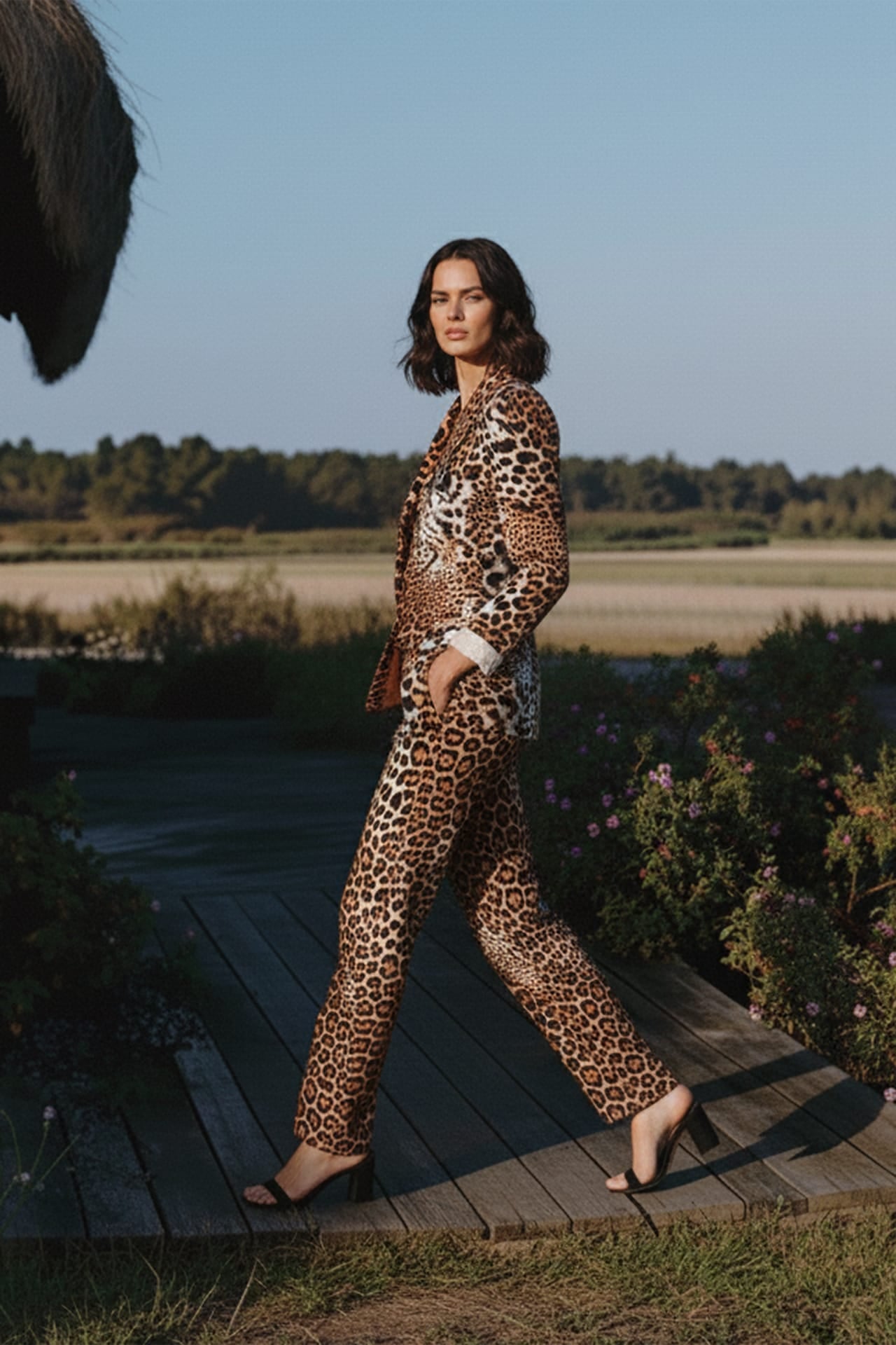 Animal Print Fitted Blazer