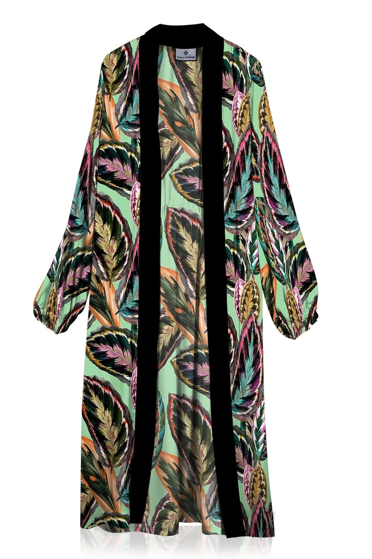 As Seen on Kyle Richards at Store Opening Leaf Print Robe Dress