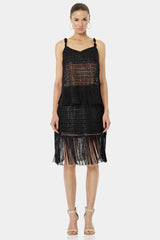 Black Dress With Fringe Embellishments