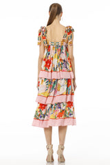 Adoria Short Multicolor Tiered Sleeveless Ruffle Midi Dress