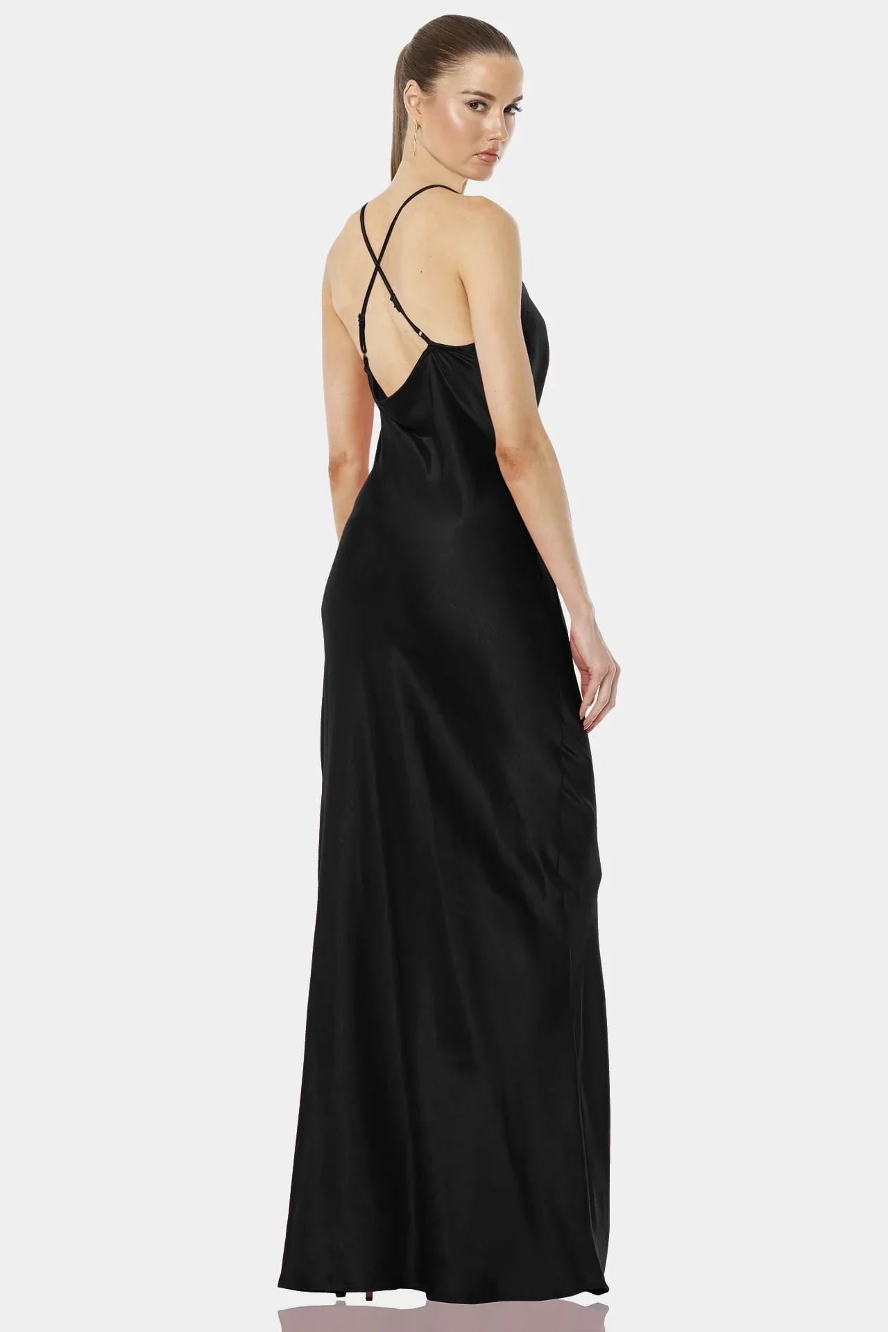 Aura Black Magic Long Cowl Neck Dress