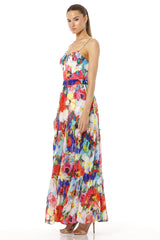 Anarina Long Floral Print Tiered Skirt
